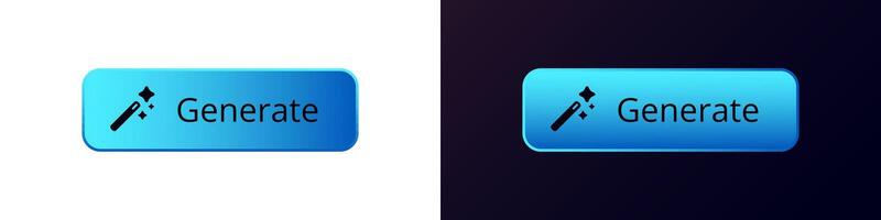 Blue button with magic wand symbol and generate text in two different color variations vector