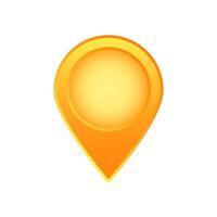 Bright yellow location marker with shine and circular center design for maps and navigation vector