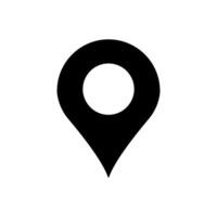 Black location pin icon with white center symbolizing map marker and navigation vector