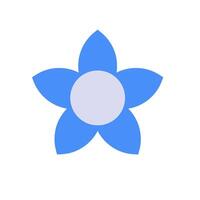 Blue five-petaled flower icon with simple design and central circle in minimalistic style vector