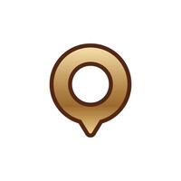 Simplistic gold location pin icon featuring a refined circular design and brown outlined edges vector