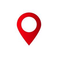 Red location marker icon with white center represents navigation and directional functionality vector