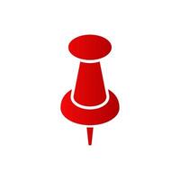 Bright red pushpin with metallic point focused on center of composition vector