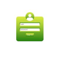 Green login form with user icon and input fields for username and password vector