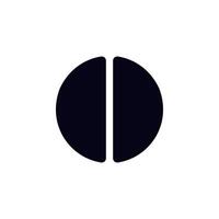 Minimal black circle divided in half to create a bold simple and artistic geometric design vector