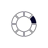 A pie chart with a black center on a white background vector