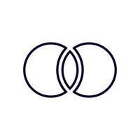 Two circles intertwine within a larger circle on a white background vector