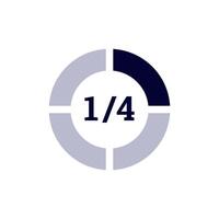 Circular progress bar icon with fractional text for loading or completion indicator vector
