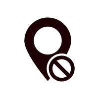 Simple black location pin icon design with circular hole in the center for maps and navigation vector