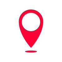Red map pin icon symbolizing location and navigation for geographic or map applications vector