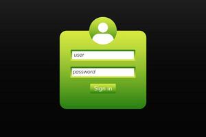 Green rectangle with user icon and sign in text vector
