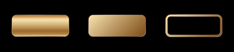 Shiny golden rectangle buttons in various design styles for digital interfaces and applications vector
