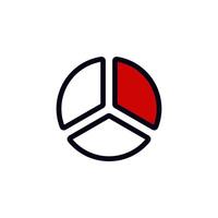 Red and black pie chart icon showing a single highlighted segment of a circle diagram vector