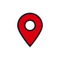 Red map pin icon for location and navigation in digital applications and services vector