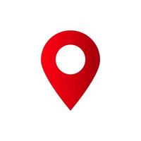 Red location marker icon with white circle in simple design vector