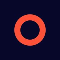 Red circle on dark blue square with bold modern design elements in minimalist style vector