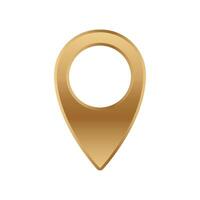 Gold map pin icon representing location marker for maps or gps navigation applications vector