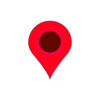 Red map pin symbol with dark center highlighting location or destination point vector