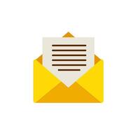 Classic yellow envelope with letter inside and sharp shadow detailing elegant document delivery vector