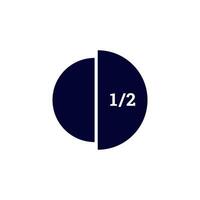 Half blue circle with white 1 2 text creating a bold geometric design vector