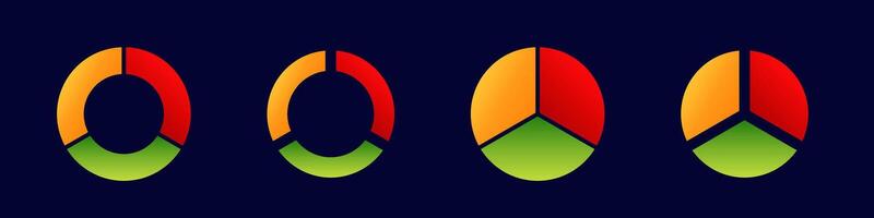 Dynamic circular segment design in red, orange, and green color variations vector