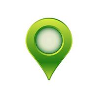 Green location pin icon with gradient design and circular center for maps applications vector