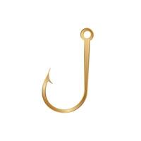 Shiny golden fishing hook isolated on white displaying smooth curves and sleek design vector