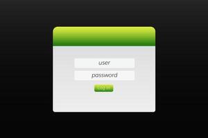 Simple user login interface with username and password input fields for secure access vector