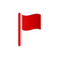 Bright red flag waving slightly in the wind against a clear white space with simple lines vector