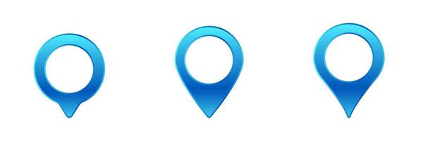Blue location pins pointing downward representing mapping or navigation symbol vector
