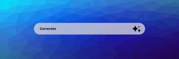 A white search bar with the words generate on a blue background vector