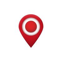 Red map location pin icon with circular target symbol in center vector