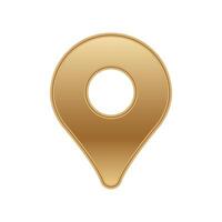 Golden map pin icon design with shiny metallic finish for elegant navigation and location apps vector