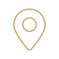 Elegant gold map pin symbol with circular shape for navigation and location directions vector