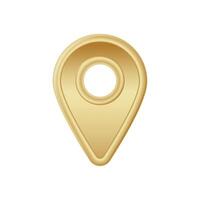Smooth golden map pin symbol with rounded design and central hollow circle for location indication vector
