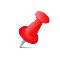 Bright red thumbtack for office or school use with sharp metal point and plastic head vector