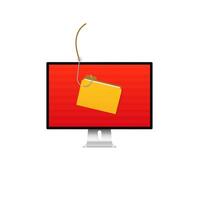 Computer display showing security threat from suspicious phishing attempt targeting data vector