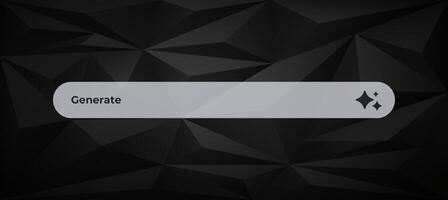 A white search bar with generate is on a black background vector