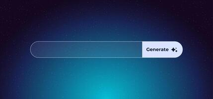 Search bar with generate button on starry blue background for creative and digital projects vector