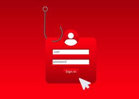 Online security alert highlighting phishing risk for users with login credentials vector