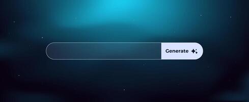 Minimalist search bar design with generate button icon on dark blue background vector