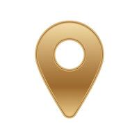 Golden location pin icon with simple design and elegant metallic finish vector