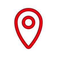 Bright red location pin icon with bold outline in minimalist design vector