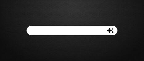 Blank search bar with sparkle icon on black for home screen or website interface design vector