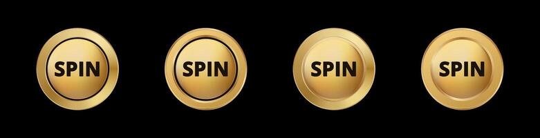 Four identical gold buttons with the word spin in bold black letters vector