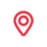 Glowing red neon location pin icon highlighting gps navigation and directional guidance vector