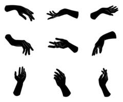 Hands gesture in different positions signs silhouette illustration vector