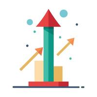 a flat illustration of a growth up, directing the arrow up vector