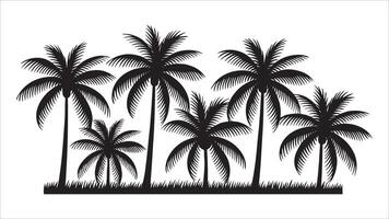 Silhouette Tropical Palm Trees Summer vector