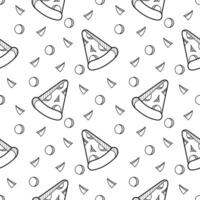 pizza hand drawn seamless pattern on white background vector